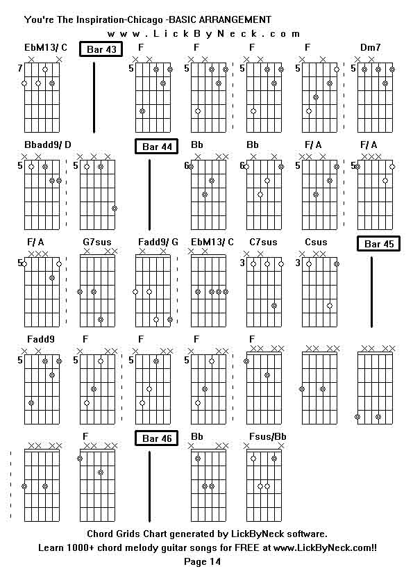 Chord Grids Chart of chord melody fingerstyle guitar song-You're The Inspiration-Chicago -BASIC ARRANGEMENT,generated by LickByNeck software.